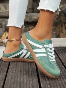 Flat Fashionable Women's Sneakers Slip-On Lazy Casual Versatile Shoes - Green - View 5