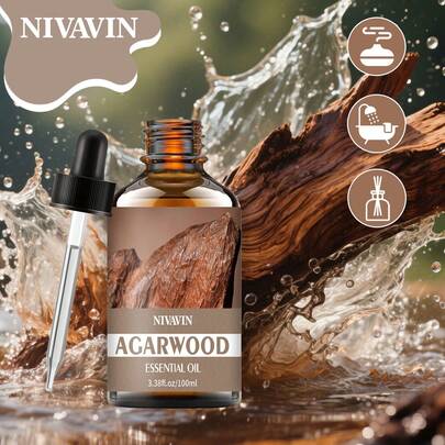  NIVAVIN 30毫升/60毫升/100毫升沉香精油，浓缩沉香香氛，持久留香，适用于居家、旅行、户外、露营、车载、身体、肌肤、头发，可搭配香薰机、香薰石、香薰木使用，是节日送礼的理想之选。