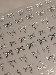 1 Luxurious And Elegant Butterfly Tie Nail Art Sticker, French Sweet Butterfly Crystal Diamond Nail Art Sticker, Nail Art Sticker - Silver - View 1