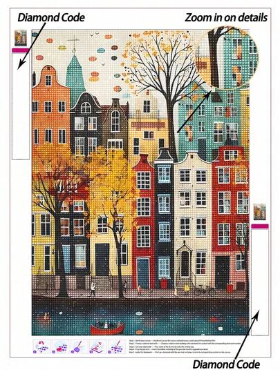 Pintura de Diamante 5D DIY | Estilo de Ilustração Único: Pintura Decorativa Feita à Mão, Paisagem Plana de Rua Urbana, Kit Completo de Mosaico de Diamante, Pintura de Diamante de Alta Definição para Adultos, com Técnicas DIY e Prática de Foco.