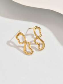 1 Pair Fashionable Asymmetrical Earrings, Unique Twisted Line Design, Minimalist Yet Elegant, Exuding Graceful Elegant When Worn - Earring - View 4