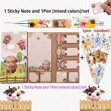 1/2 Pack Highland Cow Sticky Notes, 336 Sheets 8 Designs Self-Adhesive Animal Memo Pads, Multipurpose Cartoon Stickers Notepad, Birthday Gift, School/Office/Party Supplies - Brown Yak - View 10
