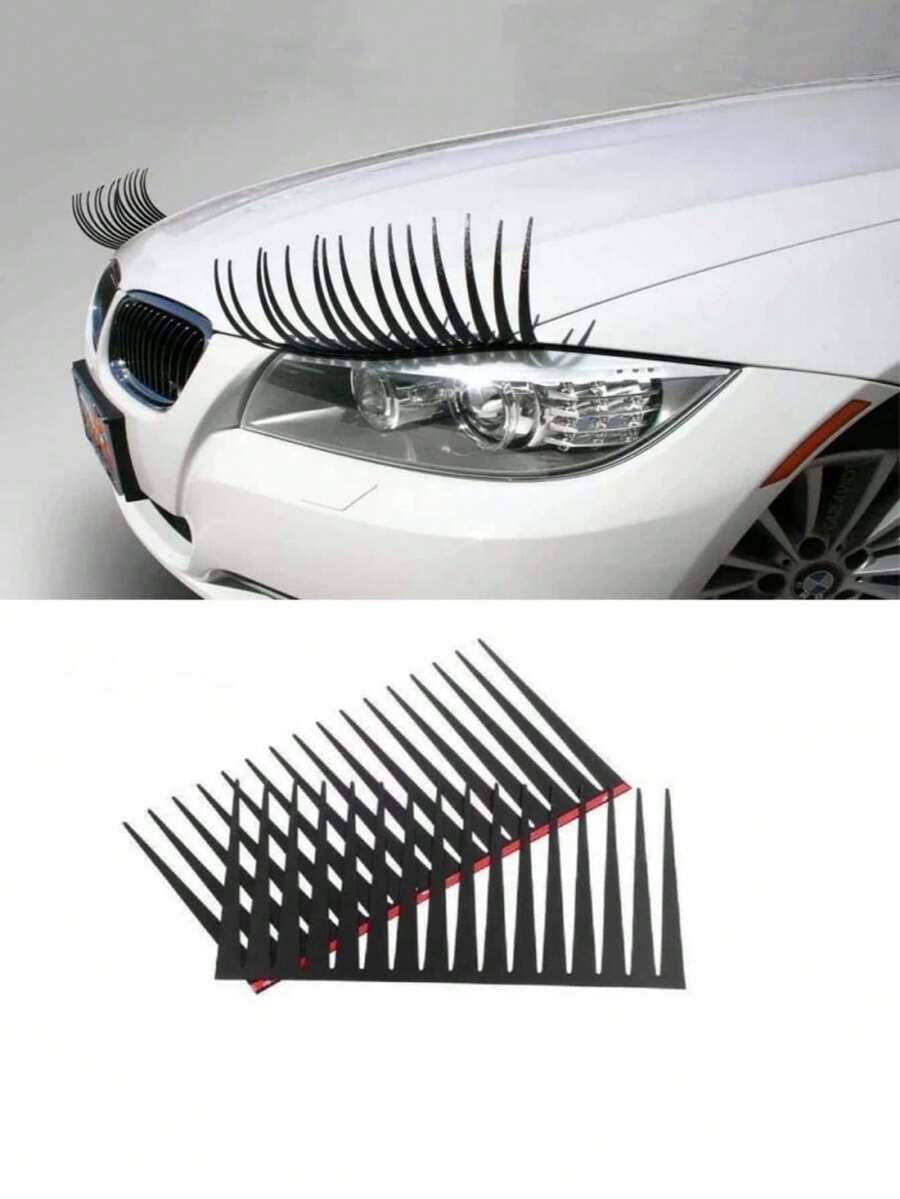 2pcs/Set Car Headlight Eyelashes, Car Eyelashes, Car False Eyelashes, Car Headlight Eyebrow Stickers - Multicolor - View 1