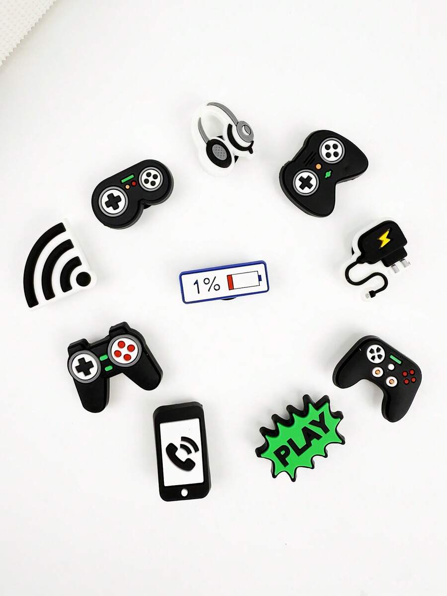 10pcs Fashionable Cartoon Shoe Decoration Charms, Removable Shoe Accessories For Sneakers, Sandals, Slippers - Multicolor - View 1