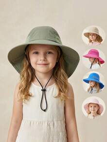 1-2岁 2-6岁 6-10岁 儿童防晒帽 夏季婴儿遮阳帽 幼儿遮阳帽 男女童薄肩披肩大帽檐渔夫帽 - 1PC - 查看 1