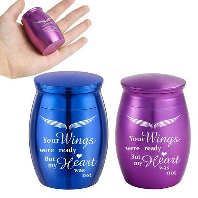 Urnas pequeñas para cenizas humanas, urna mini de aleación de aluminio para cenizas con alas, urna de cremación pequeña, recuerdo conmemorativo, portador de cenizas - Tus alas estaban listas pero mi corazón no lo estaba