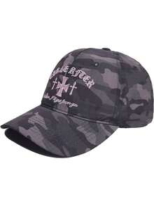 1 chiếc mũ lưỡi trai kiểu retro sành điệu họa tiết rằn ri thêu chữ thập, mũ đôi thời trang đường phố rằn ri cho các trận đấu thể thao, mũ cài khóa mềm mại, chất liệu thoáng khí. - Nhiều màu - Xem 2