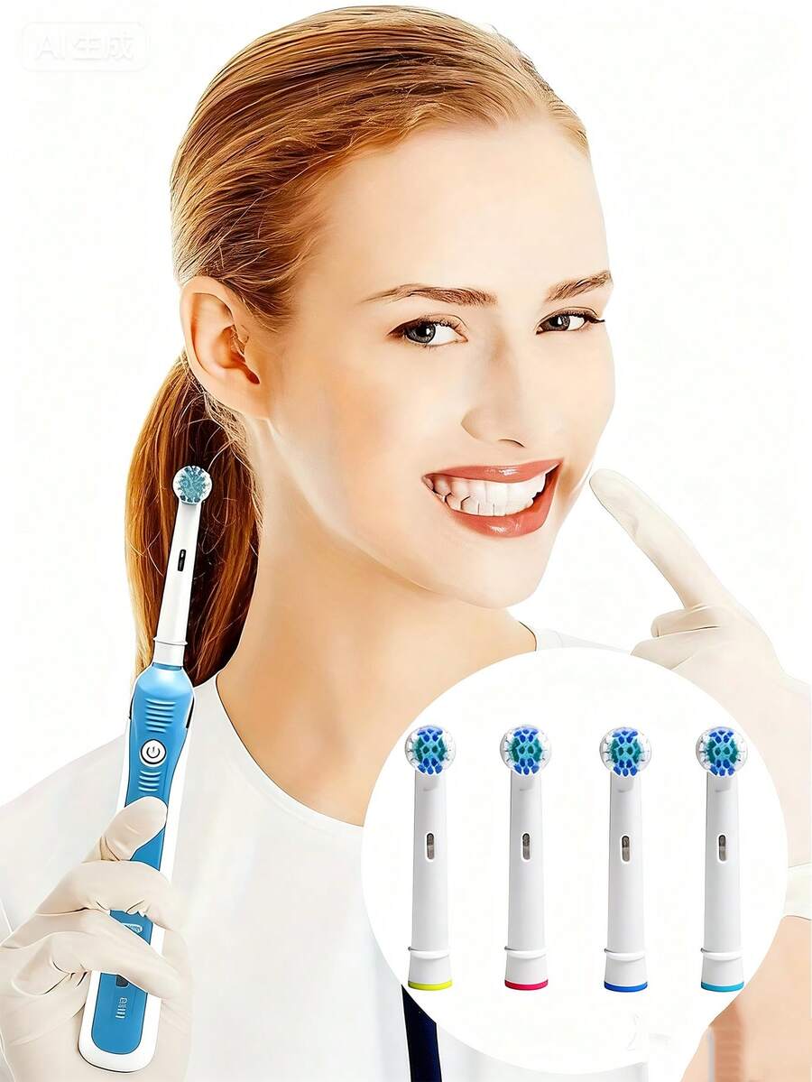 4 PCS Electric Toothbrush Replacement Brush Heads, Compatible With Electric Toothbrushes , Classic Precise Cleaning Replacement Brush Heads, Soft Bristles ,Effective Cleaning And Plaque Removal