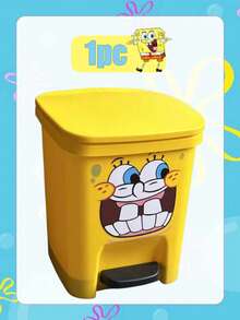 SpongeBob SquarePants SpongeBob Themed - Cute Cartoon Funny Expression Trash Can. This Is A Large Capacity Trash Can Suitable For Living Room, Bedroom And Outdoor Activities. - Yellow - View 21