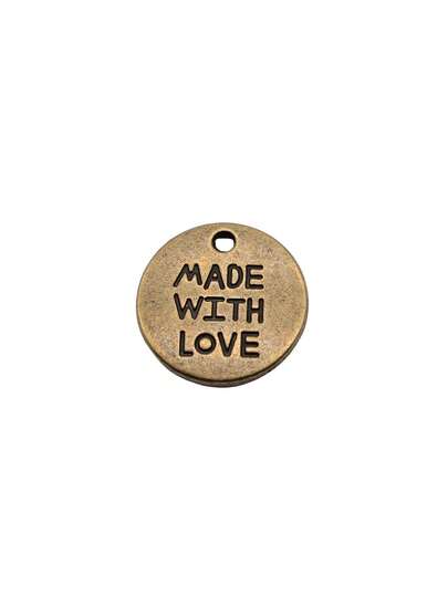 10pcs 19x19mm One Sided Made With Love Charms Pendant For DIY Jewelry Making Necklace Keychain Phone Chain Bracelet Making Accessories Handmade Craft Making Findings