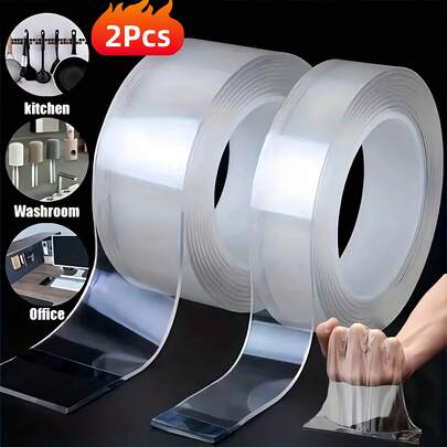 Super Strong Double-Sided Tape, Reusable, High Strength Waterproof No Residue, Suitable For Home, Office, Car, Handicraft Painting Wallpaper And More Scenarios - 32+ Uses, Including Wall Hanging Decor, DIY Projects, Multi-Purpose Adhesive Tape, Versatile Adhesive, Durable Sticky Strips, Self-Adhesive Tape, Home Organization Tool