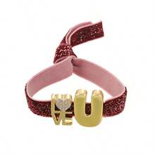 1pc Elegant Deep Pink Copper-Plated Zirconia Letter "A MOM U" Heart-Shaped Sequin Elastic Bracelet, Suitable For Mother's Day, Festivals Or Daily Wear, Thoughtfully Designed Mother's Day Jewelry Gift For Mom And Sisters - Multicolor - View 9