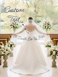 Customized Bridal Veil, Personalized Veil, Embroidered Bridal Veil, Wedding Veil With Name, Classic Wedding Veil, Elegant Customized Veil With Name - Multicolor - View 2