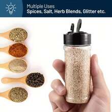 6pcs, Storage Containers, 3.5OZ Leakproof Seasoning Containers With Black Screw Lids, Portable Empty Clear Spice Sealing Jars For Spice, Powder, Chili And Salt, Kitchen Organizer And Storage, Kitchen Accessories - Multicolor - View 6