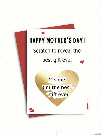 1 Set Interesting Mother's Day Scratch Card (With Envelope), Mother's Day Greeting Card Set, Interactive Card Reveals Special Mother's Day Gift, Suitable For Expressing Blessings And Gratitude On Mother's Day And Birthdays