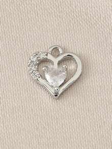 3件套DIY吊坠，心形锆石吊坠，精致百搭，铜镶嵌锆石，18K镀金和镀银可选 - DIY愛心配件 - 查看 12