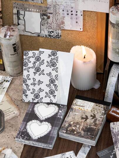 10pcs Retro Kraft Paper Tapes, River & Blank Thought Series, Suitable For Gifts, Office, Home, Marking, Labels, Classrooms, Entertainment Toys, Student Journals, Creative Vintage Decor Stickers