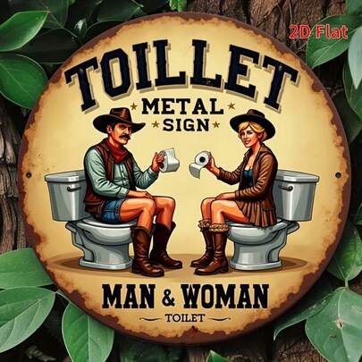 1pc 2D Vintage Toilet Sign - Farmhouse Style Bathroom Decor With "Toilet" Text - Sturdy Wooden Plaque - 8x8 Inches (20x20 Cm) - Suitable For Home, Bar, Cafe, Pub Decoration, Retro Design, Durable Material, Home Decor, 2D Flat, Pre-Drilled Holes As Shown In Size