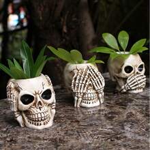 3 chiếc, Chậu hoa hình đầu ma Halloween trang trí sáng tạo bằng nhựa, trang trí sân vườn, chậu cây hình đầu lâu, đồ trang trí trong nhà cho văn phòng, ban công, nhà cửa. - A - Xem 5