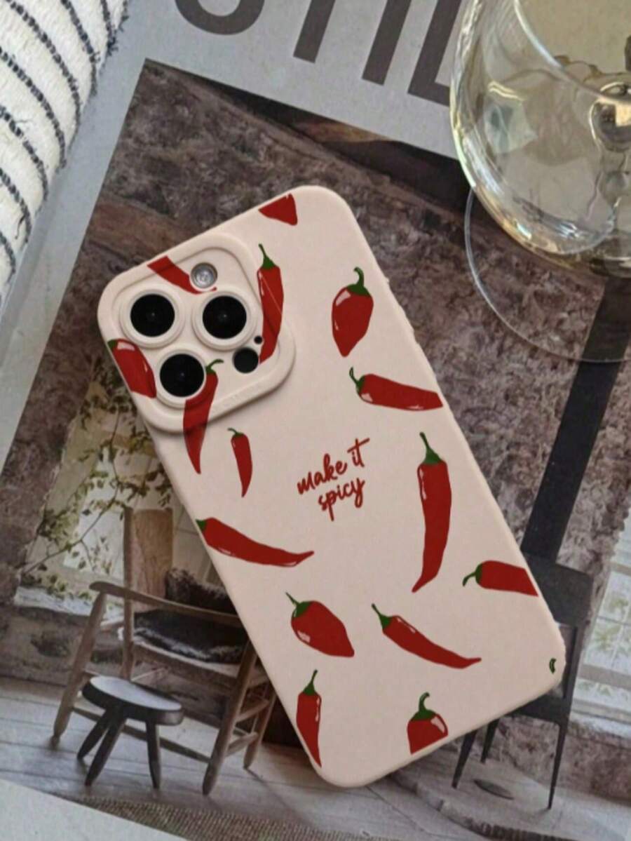 Chili Pepper Pattern Liquid Silicone Phone Case, Full Body Shock-Proof & Anti-Fall, TPU Soft Rubber Shell - Multicolor - View 1
