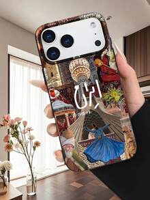 波斯地毯图案拼贴艺术手机壳，2D打印手机壳，流行经典新款优雅中东绅士领带设计，适合作为生日/节日礼物送给朋友、家人、情侣或自己，黑色软壳，兼容 17/16/15/14/13/12/11/Pro/Pro Max/X/XR/XS/XS Max/7/8/Plus/Air/SE2/3 - 黑色 - 查看 1