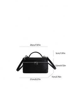 Fashionable Minimalist Casual High-Quality Handbag Box-Shaped Small Square Bag With Zipper Design, Can Be Worn On Shoulder Or Crossbody - Black - View 10