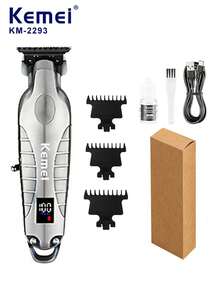 Kemei 1个KM-2293男士专业电动理发器，无线USB充电式理发/胡须修剪器，合金机身高品质理发器，不锈钢刀片，带液晶显示屏，礼品电子产品 - 黑色 - 查看 19