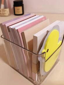 1pc Transparent Drawer-Style Storage Box, Cute Girl Style, Memo Organizer Box, Diary/Stationery/Sticker Storage Box, Suitable For Desk Organization - Small Compartments - Stackable And Mixable - Categorized Storage Box, Essential For Back To School Season Office Desk Accessories Desk Accessories Office Supplies Office Decor - Multicolor - View 7