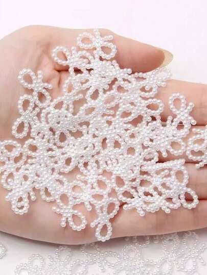 50个/100个象牙色镂空蝴蝶结发夹、帽子、服装装饰配件，DIY手机壳装饰配件