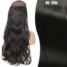 Clip-In Natural Hair Extension, Long Straight Synthetic Hairpiece, Blonde, Black, Mixed Color, Fake Hairpiece For Women HKQE - White - View 12