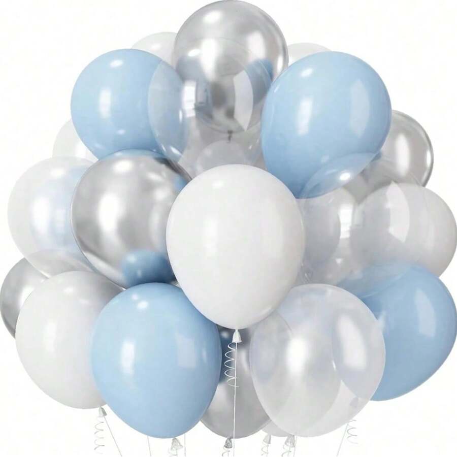20/40 piezas Globos de 10 pulgadas en blanco mate, azul macaron, transparente y plateado metálico, adecuados para cumpleaños, bodas, Día de San Valentín, Navidad, Año Nuevo, ceremonia de inauguración, decoración del hogar, arreglo de globos, fiesta de globos, accesorios de fotografía, fondo fotográfico, decoración de bodegón - Ver 1