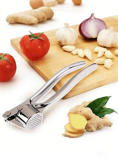 1pc Stainless Steel Garlic Press, Manual Garlic Ginger Crusher, Kitchen Tool, Rust-Proof Professional Garlic Mincer, Easy To Squeeze And Clean, Vegetable Fruit Processor, Kitchen Gadget, Household Essential, Creative Kitchen Tool, Suitable For Hotel, Restaurant, Kitchen Utensils And Seasoning Tools, Kitchen Accessories