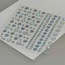 INS Style High-Quality Diamond Heart Stickers, DIY Asymmetrical Mini Diamond Stickers, Music Festival, Adhesive Diamond Stickers For Face & Eye Decoration, Laser Glitter Mini Stickers - Silver - View 10