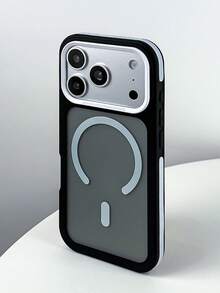 1pc Neon Color Luxury Matte Magnetic Phone Case Compatible With IPhone 17 Pro Max, 17 Air, 17 Pro, 16, 15, 14, 13, 12, 11 Pro Max Plus, Colorful Frame Wireless Charging Anti-Slip Protective Cover - White - View 1