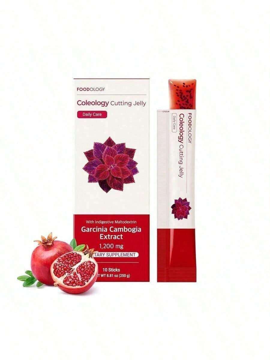 Coleology Cutting Jelly (10 Days) - Garcinia Cambogia (HCA) Jelly Sticks. Delicious Pomegranate Flavored. Chia Seeds, Collagen. - 150ml - View 1