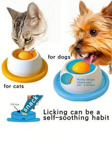 宠物舔食垫酸奶舔盘慢食碗，适用于猫狗 - 蓝白互动零食碗，促进牙齿健康和精神刺激，耐用塑料材质，宠物舔食垫，宠物零食时间，趣味宠物设计，表面光滑 - 均碼 - 查看 8