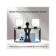 1pc 3-Cold Shoe Smartphone Stabilizer - Anti-Shake Handheld Holder | Lightweight ABS Material With Microphone/Fill Light Slot And 1/4" Interface, Suitable For Live Streaming And Vlogging - Black - View 6