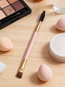 2-In-1 Angled Eyebrow Makeup Brush & Spiral Eye Brush, Multi-Purpose Convenient Tool - Multicolor - View 4