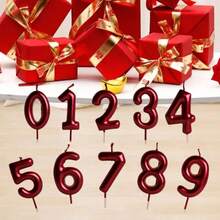 6 cm Bougie d'anniversaire numérique rouge haute, convient pour les célébrations de fêtes, la décoration de gâteaux, les cadeaux pour adultes, les anniversaires et autres événements festifs - Multicolore - Voir 3