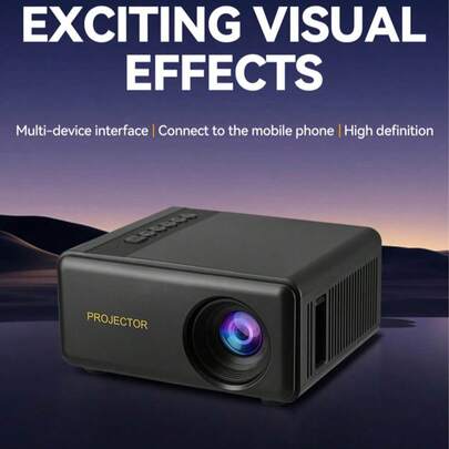 1080P HD Wired Smartphone Mirroring Compact Home Theater Mini Projector - A Complete Set With Adapter, Remote Control, And User Manual, Suitable For Living Room