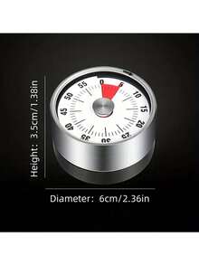 1pc Stainless Steel Magnetic Mechanical Kitchen Timer, Alarm Bell Countdown, Magnetic Back, Suitable For Cooking, Baking, Frying, Steaming, Applicable For Home Kitchen, Office, Study, Meeting, Workout, Reading And More, Mechanical Alarm Timer, Kitchen Essentials And Home Necessities - Multicolor - View 3