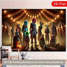 1pc 2D Flat Creepy Circus Party Horror Decorations With Menacing Clowns Balloon & Striped Jackets Heavy Duty Birthday Wedding Photo Booth Inspired Horror Theme P Cloth - 多色 - 查看 2