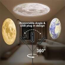 1pc Mini USB Moon Projector LED Earth And Galaxy Lamp, Includes 3/ 6 Interchangeable Planet Images, Starry Sky Projection Light, 360° Adjustable LED Ceiling Decor Light, For Baby Room Night Light, Home Atmosphere Lighting, Room Decoration, Wall Gift - 彩色 - 查看 9