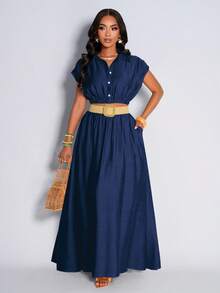 AIJ Amarilo Turmeric Sleeveless Crop Top Paired With Elegant Skirt, Casual Chic Style Suitable For Small Gatherings, Commuting, Daily Life; Elegant Lady Style, Latest Spring/Summer Women's Simple Outfit - Royal Blue - View 3