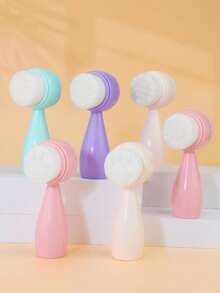 1支软毛洁面刷，硅胶手动深层清洁洁面刷 - 純色 - 查看 3