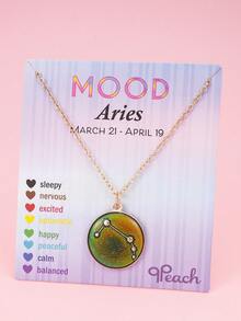 1pc Temperature Sensitive Color Changing 12 Zodiac Pendant Necklace, Fashionable Gold-Plated Zinc Alloy Mood Adjusting Jewelry For Girls - one-size - View 20