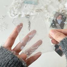 1pc Transparent Snowflake Acrylic 3-Inch Card Holder, Idol Fan Mini Card Display, Student Card Pouch - Snowflake Card Holder - View 4