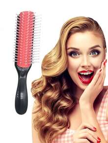 1pc Detachable 9-Tooth Men's Pompadour Hairstyle Comb, Home Hair Styling Straight & Curly Hair Brush - Black - View 5