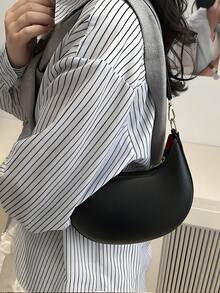 [US-Based Shipping]Black Crescent Shaped Pu Leather Shoulder Handbag, Simple & Stylish, Women, Autumn/Winter, Moon Bag,Carteras Para Mujer,Totes Bags For Women,Purses And Bags,Hand Bags For Women,Wallet,Black Purse,Vintage,Work Bag,Crossbody Bags For Women,Y2k,Clutch Purses For Women,Handbags For Women,Black Bag,Women's Handbags,Shoulder Bag For Women,Bolsos Para Mujeres,Small Purses For Women,Black Clutch,Gifts For Women - 黑色 - 查看 6