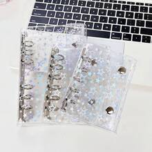 1 pieza Carpeta de anillas dobles transparente A6/A7/A8, Cuaderno de pegatinas, Carpeta de hojas sueltas, Almacenamiento de pegatinas, Estuche para lápices, Carpeta de cuaderno de pegatinas, Páginas interiores de recambio, Cuaderno de pegatinas, Cuaderno de hojas sueltas - Multicolor - Ver 8